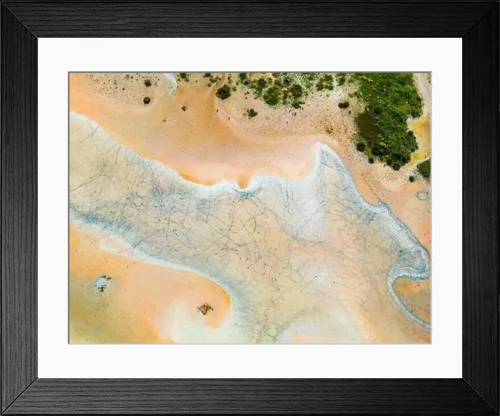Framed Print : Aerial view of the multicolored texture and patterns of Yarisli Lake in Burdur, Turkey Framed Print : Aerial view of the multicolored texture and patterns of Yarisli Lake in Burdur, Turkey