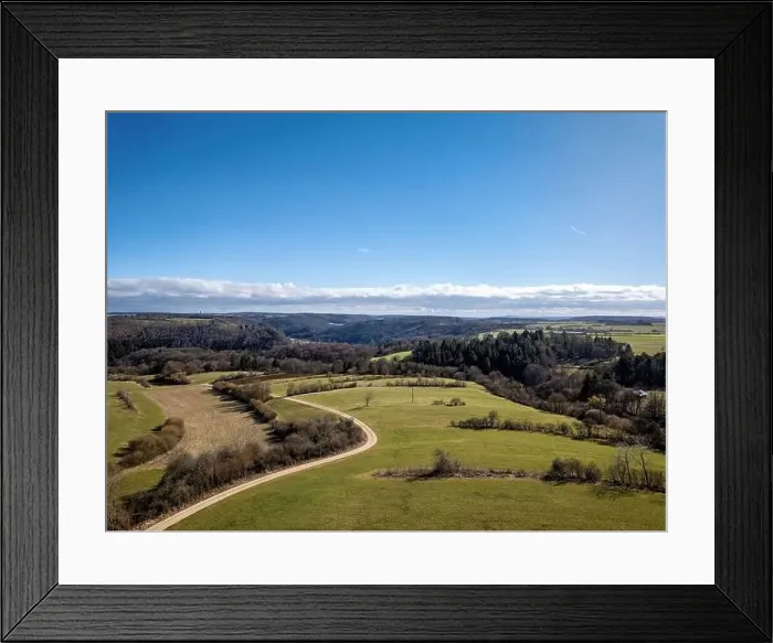 Framed Print : Swabian Alb, landscape photo taken from above in spring Framed Print : Swabian Alb, landscape photo taken from above in spring