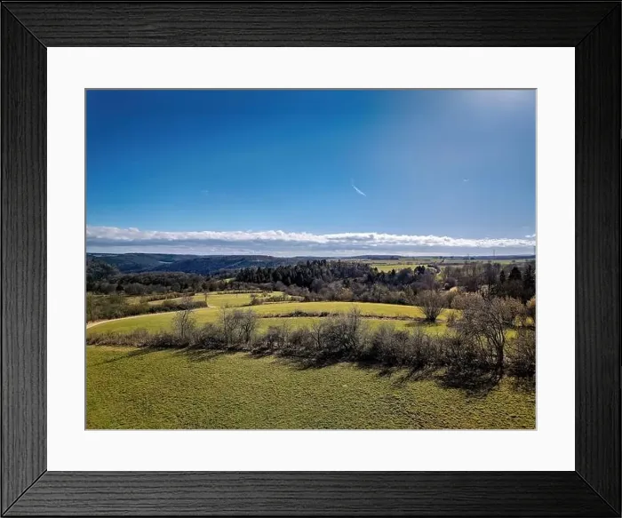 Framed Print : Swabian Alb, landscape photo taken from above in spring Framed Print : Swabian Alb, landscape photo taken from above in spring