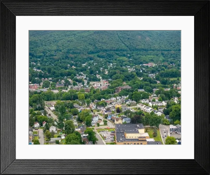 Framed Print : Aerial photo over Beacon, NY on a cloudy, overcast summer afternoon Framed Print : Aerial photo over Beacon, NY on a cloudy, overcast summer afternoon