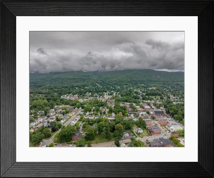 Framed Print : Aerial photo over Beacon, NY on a cloudy, overcast summer afternoon Framed Print : Aerial photo over Beacon, NY on a cloudy, overcast summer afternoon