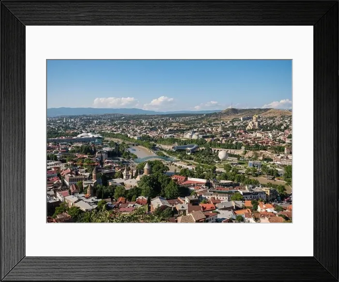 Framed Print : View from the observation deck from above on the Kura River and the sights of Tbilisi Framed Print : View from the observation deck from above on the Kura River and the sights of Tbilisi
