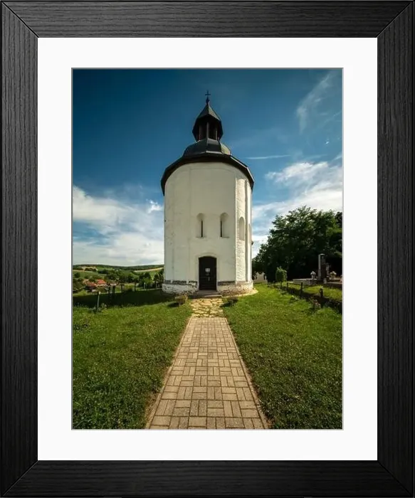 Framed Print : Round church from Arpad ages and churchyard in Kallosd, Hungary Framed Print : Round church from Arpad ages and churchyard in Kallosd, Hungary