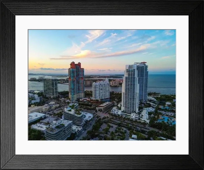 Framed Print : Aerial view of cityscape with skyscraper in Miami Beach Framed Print : Aerial view of cityscape with skyscraper in Miami Beach