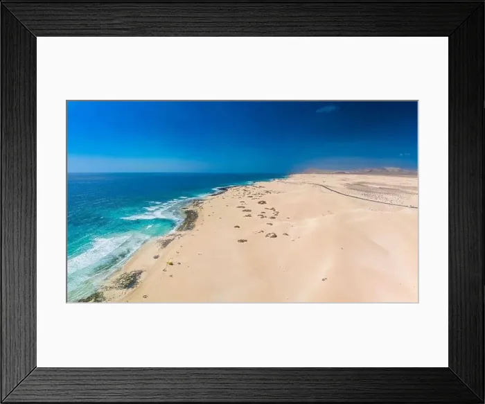Framed Print : Aerial view of Dunas de Corralejo beach in Fuerteventura, Canary Island, Spain Framed Print : Aerial view of Dunas de Corralejo beach in Fuerteventura, Canary Island, Spain