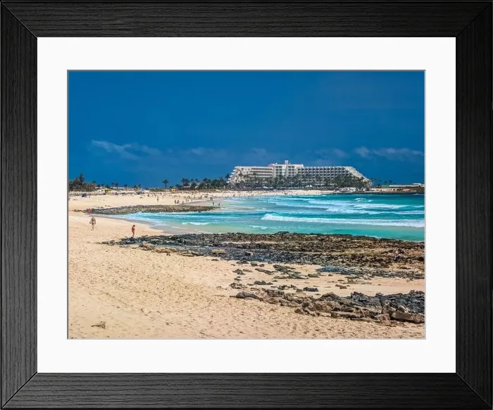 Framed Print : Aerial view of Dunas de Corralejo beach in Fuerteventura, Canary Island, Spain Framed Print : Aerial view of Dunas de Corralejo beach in Fuerteventura, Canary Island, Spain