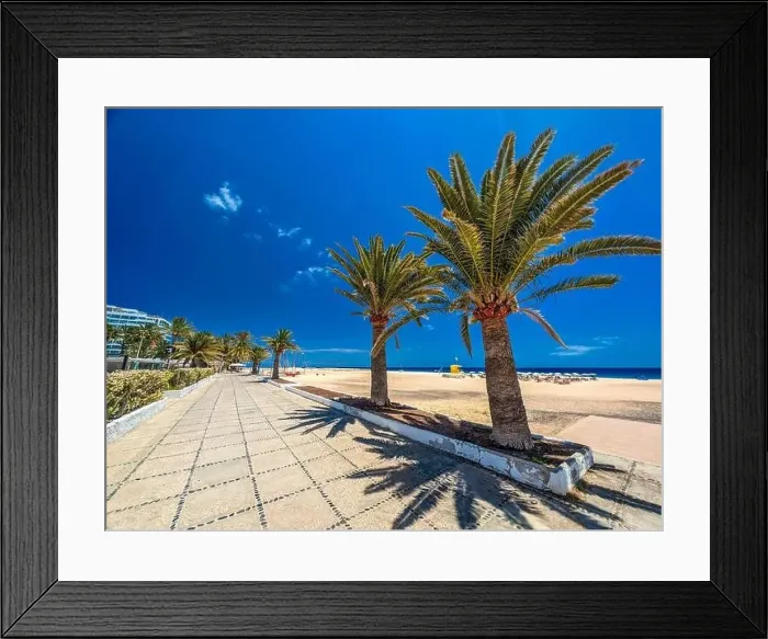 Framed Print : White sandy beach and blue water in Morro Jable, south of Fuerteventura, Canary islands, Spain Framed Print : White sandy beach and blue water in Morro Jable, south of Fuerteventura, Canary islands, Spain