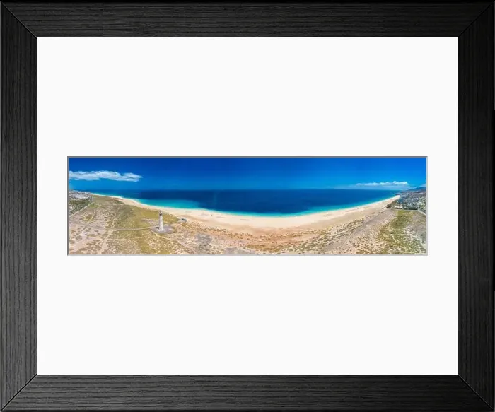 Framed Print : White sandy beach and blue water in Morro Jable, south of Fuerteventura, Canary islands, Spain Framed Print : White sandy beach and blue water in Morro Jable, south of Fuerteventura, Canary islands, Spain