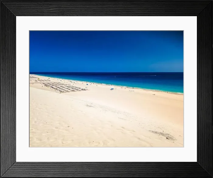 Framed Print : White sandy beach and blue water in Morro Jable, south of Fuerteventura, Canary islands, Spain Framed Print : White sandy beach and blue water in Morro Jable, south of Fuerteventura, Canary islands, Spain