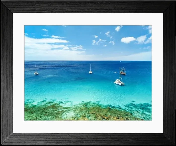 Framed Print : White sandy beach and blue water in Morro Jable, south of Fuerteventura, Canary islands, Spain Framed Print : White sandy beach and blue water in Morro Jable, south of Fuerteventura, Canary islands, Spain
