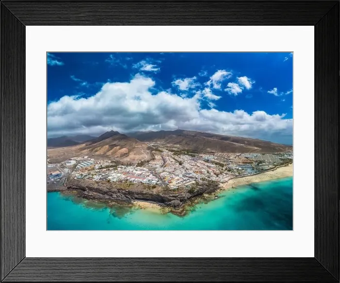 Framed Print : White sandy beach and blue water in Morro Jable, south of Fuerteventura, Canary islands, Spain Framed Print : White sandy beach and blue water in Morro Jable, south of Fuerteventura, Canary islands, Spain