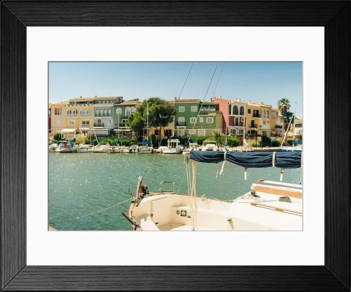 Framed Print : Colorful houses, buildings and yachts in Port Saplaya, Valencia's Little Venice. High quality photo Framed Print : Colorful houses, buildings and yachts in Port Saplaya, Valencia's Little Venice. High quality photo