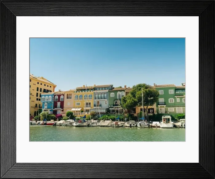 Framed Print : Colorful houses, buildings and yachts in Port Saplaya, Valencia's Little Venice. High quality photo Framed Print : Colorful houses, buildings and yachts in Port Saplaya, Valencia's Little Venice. High quality photo