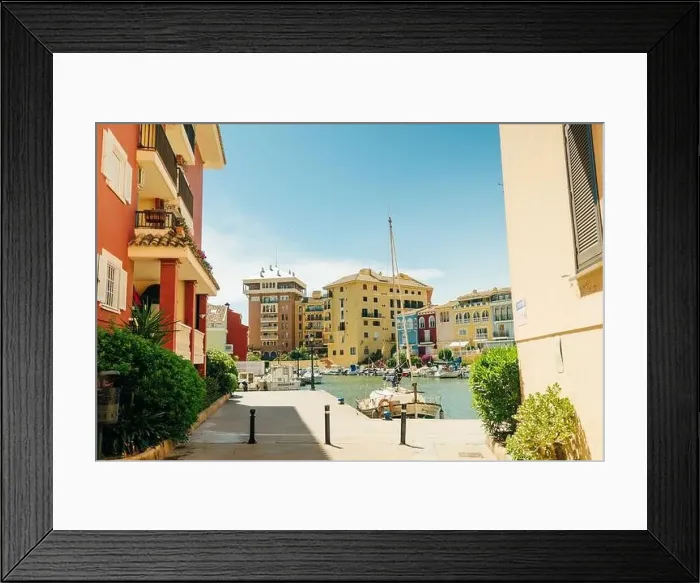 Framed Print : Colorful houses, buildings and yachts in Port Saplaya, Valencia's Little Venice. High quality photo Framed Print : Colorful houses, buildings and yachts in Port Saplaya, Valencia's Little Venice. High quality photo