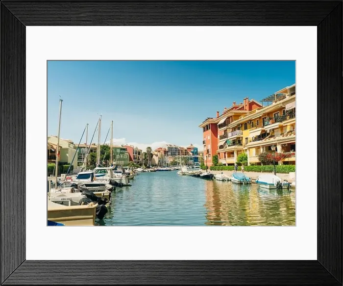 Framed Print : Colorful houses, buildings and yachts in Port Saplaya, Valencia's Little Venice. High quality photo Framed Print : Colorful houses, buildings and yachts in Port Saplaya, Valencia's Little Venice. High quality photo