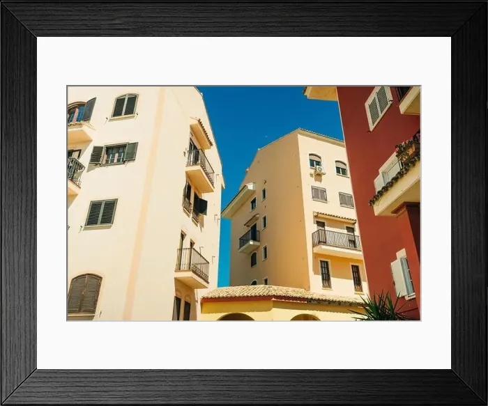 Framed Print : Colorful houses, buildings and yachts in Port Saplaya, Valencia's Little Venice. High quality photo Framed Print : Colorful houses, buildings and yachts in Port Saplaya, Valencia's Little Venice. High quality photo