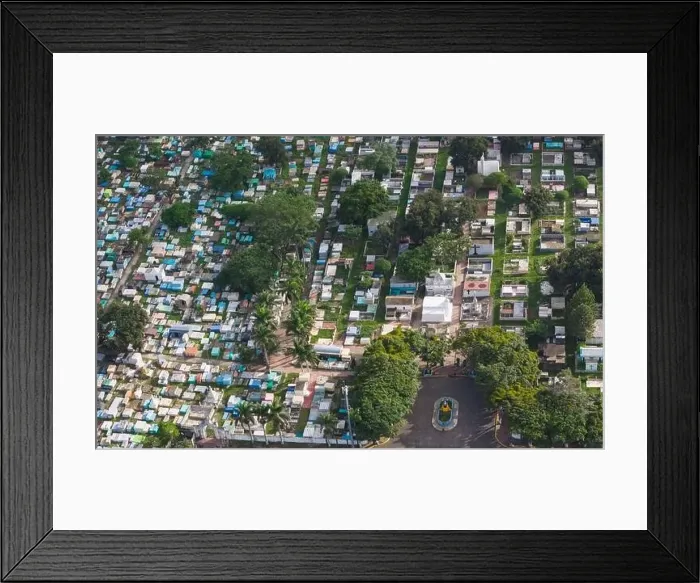 Framed Print : Big cemetery aerial drone view in central america Framed Print : Big cemetery aerial drone view in central america
