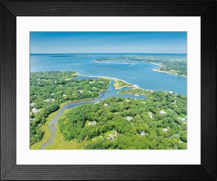 Framed Print : aerial view of north haven and a distant shelter island, ny Framed Print : aerial view of north haven and a distant shelter island, ny