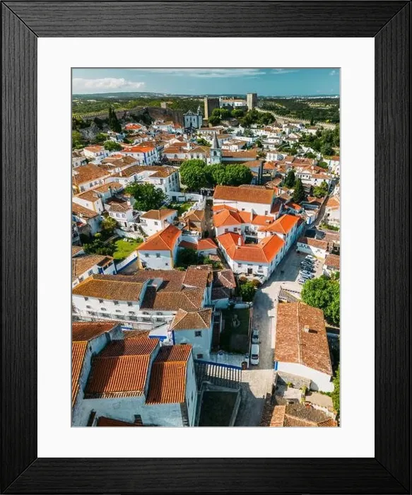 Framed Print : Aerial drone view of Obidos, a town in the Oeste region Framed Print : Aerial drone view of Obidos, a town in the Oeste region