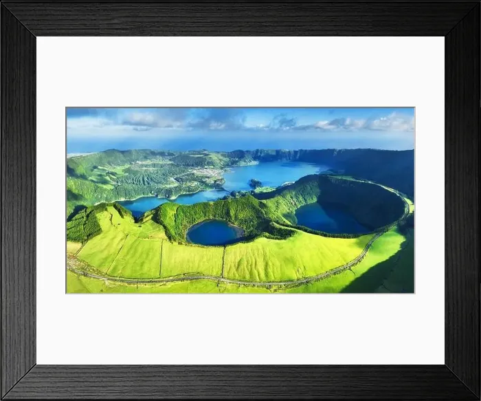 Framed Print : Sete Cidades volcanic lake - panorama landscape, Azores, Portugal Framed Print : Sete Cidades volcanic lake - panorama landscape, Azores, Portugal