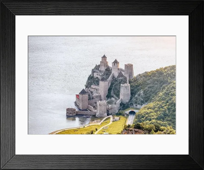 Framed Print : Aerial view of Golubac Fortress in Serbia Framed Print : Aerial view of Golubac Fortress in Serbia