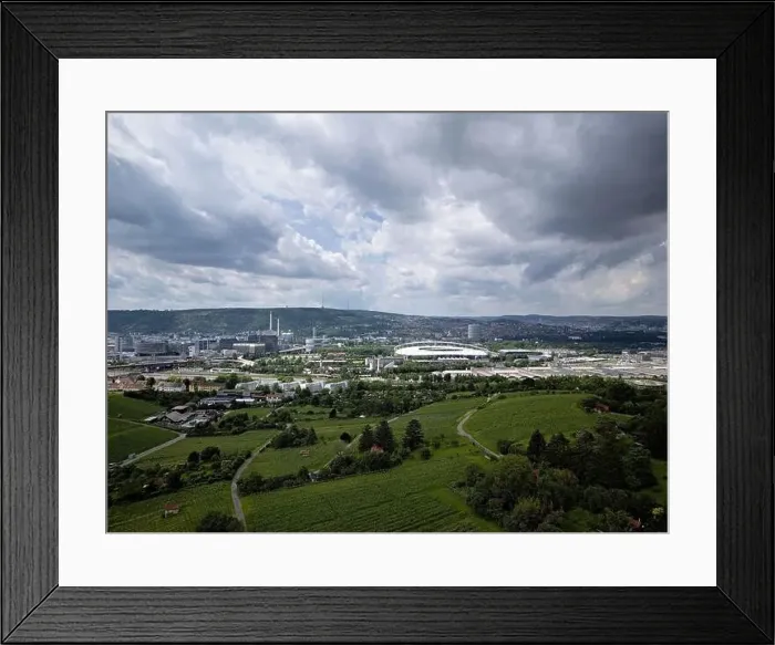 Framed Print : Stuttgart industrial area in summer taken from above Framed Print : Stuttgart industrial area in summer taken from above