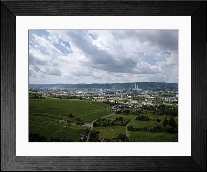 Framed Print : Stuttgart industrial area in summer taken from above Framed Print : Stuttgart industrial area in summer taken from above