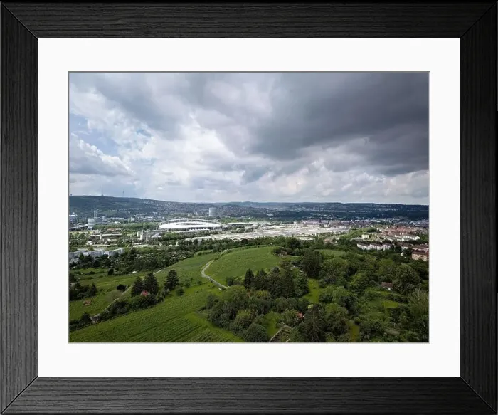 Framed Print : Stuttgart industrial area in summer taken from above Framed Print : Stuttgart industrial area in summer taken from above
