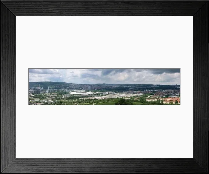 Framed Print : Stuttgart panorama with industrial area in summer taken from above Framed Print : Stuttgart panorama with industrial area in summer taken from above