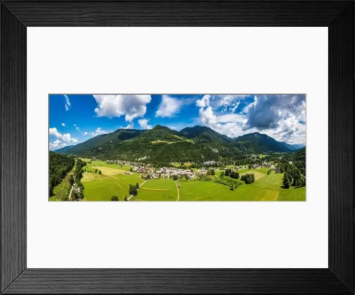 Framed Print : Gozd Martuljek town in Slovenia at summer with beautiful nature and mountains in the background Framed Print : Gozd Martuljek town in Slovenia at summer with beautiful nature and mountains in the background