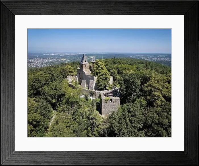 Framed Print : View over Frankenstein Castle towards Darmstadt and Frankfurt Framed Print : View over Frankenstein Castle towards Darmstadt and Frankfurt