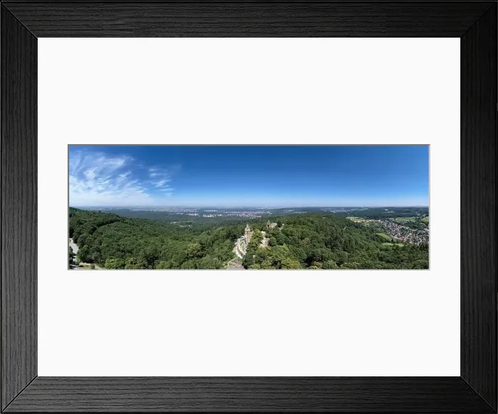 Framed Print : Panorama View over Frankenstein Castle towards Darmstadt and Frankfurt Framed Print : Panorama View over Frankenstein Castle towards Darmstadt and Frankfurt