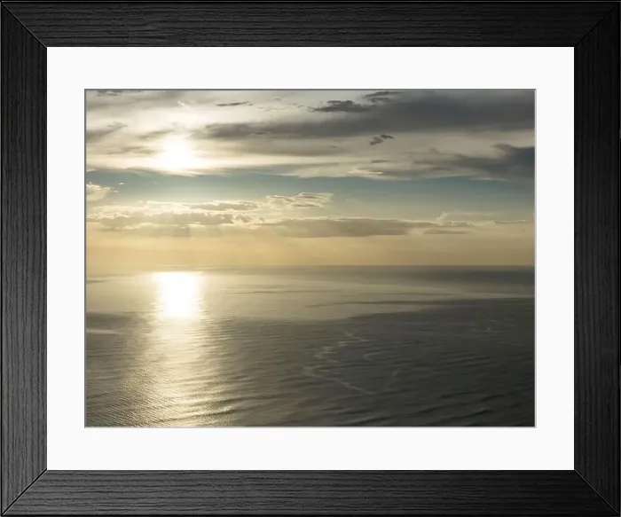 Framed Print : Ocean surface landscape with sunset aerial drone view Framed Print : Ocean surface landscape with sunset aerial drone view
