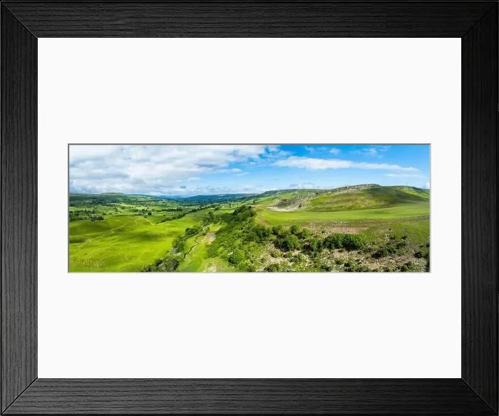Framed Print : Panorama of Farms and Fields over Yorkshire Dales National Park from a dron, North Yorkshire, England Framed Print : Panorama of Farms and Fields over Yorkshire Dales National Park from a dron, North Yorkshire, England