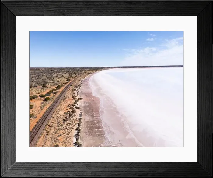 Framed Print : The Ghan train line passes Lake Hart in outback South Australia Framed Print : The Ghan train line passes Lake Hart in outback South Australia