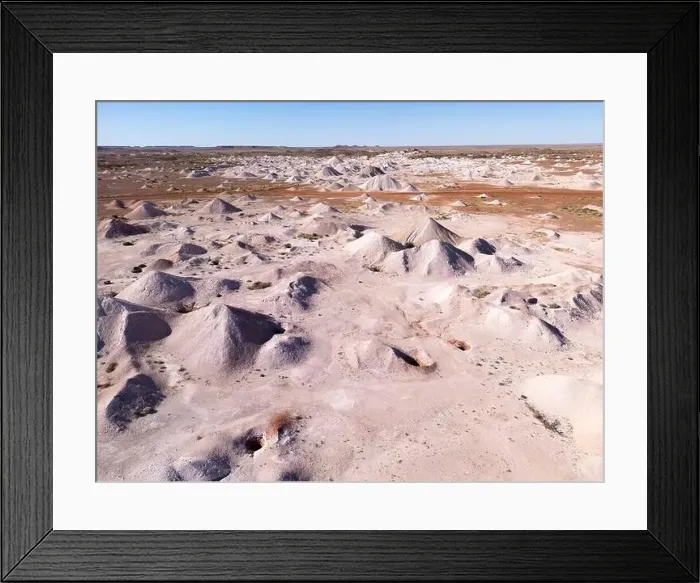 Framed Print : Mullock, or waste, piles brought up from underground by opal miners Framed Print : Mullock, or waste, piles brought up from underground by opal miners