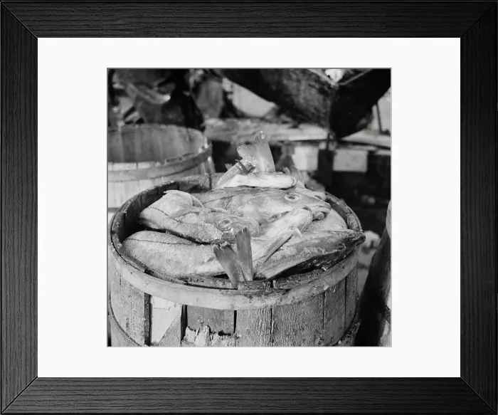 Framed Print : Barrels of codfish, Fulton Fish Market, New York City, May 1943