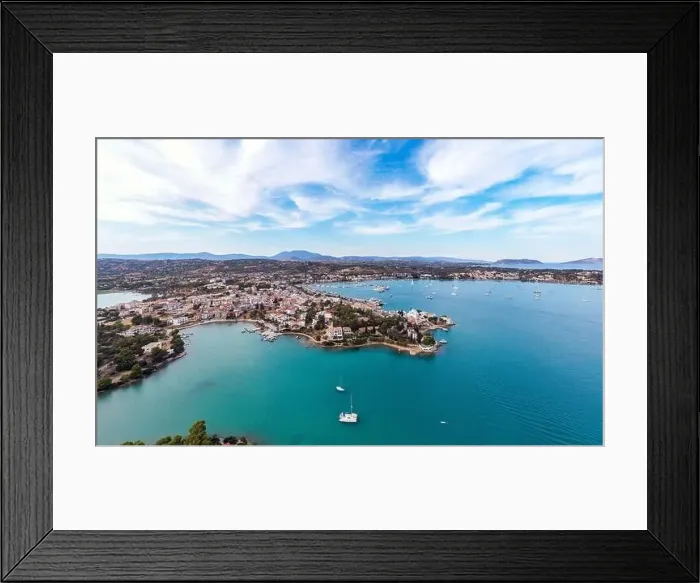 Framed Print : Greece, Aerial drone view of Porto Cheli Framed Print : Greece, Aerial drone view of Porto Cheli
