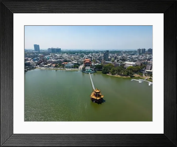 Framed Print : Aerial View Kaohsiung Dragon Sculpture and Bridge to Spring and Autumn Pavilion Framed Print : Aerial View Kaohsiung Dragon Sculpture and Bridge to Spring and Autumn Pavilion