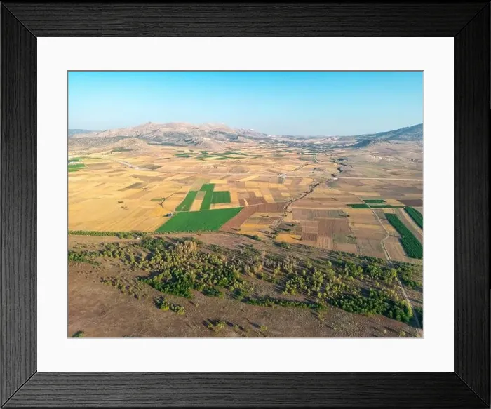 Framed Print : Aerial view of the fields around Karatas Lake in Burdur, Turkey Framed Print : Aerial view of the fields around Karatas Lake in Burdur, Turkey