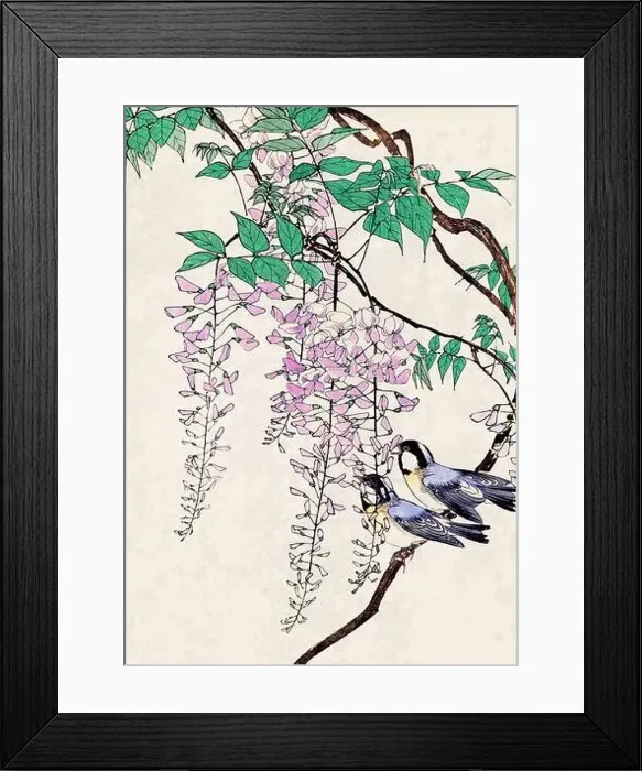 Framed Print : Bird Art. Oriental-style bird illustration. Digital watercolor on a grunge beige background Framed Print : Bird Art. Oriental-style bird illustration. Digital watercolor on a grunge beige background