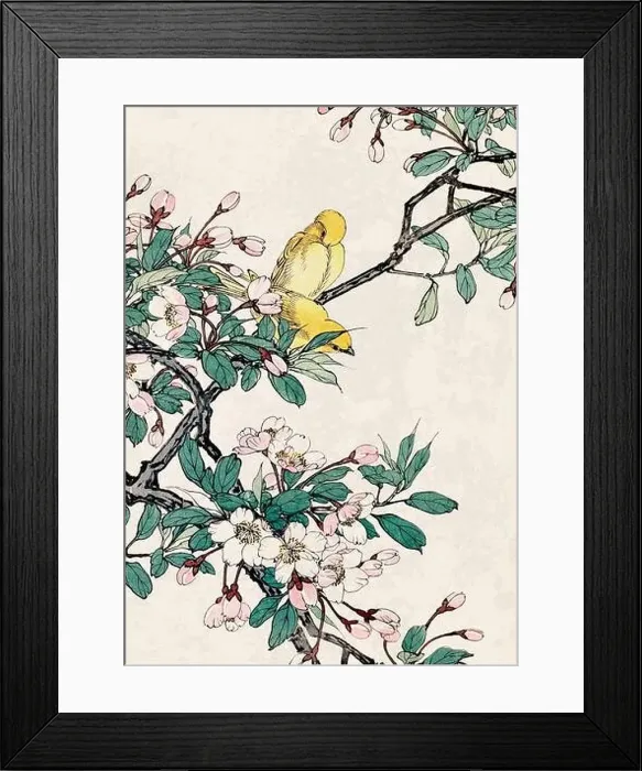 Framed Print : Bird Art. Oriental-style bird illustration. Digital watercolor on a grunge beige background Framed Print : Bird Art. Oriental-style bird illustration. Digital watercolor on a grunge beige background