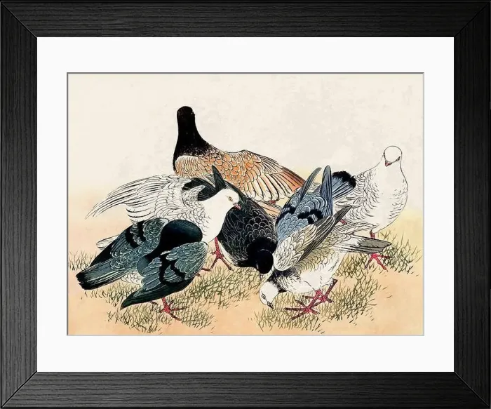 Framed Print : Bird Art. Oriental-style bird illustration. Digital watercolor on a grunge beige background Framed Print : Bird Art. Oriental-style bird illustration. Digital watercolor on a grunge beige background
