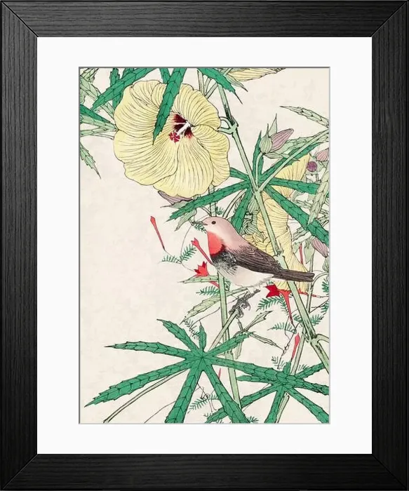 Framed Print : Bird Art. Oriental-style bird illustration. Digital watercolor on a grunge beige background Framed Print : Bird Art. Oriental-style bird illustration. Digital watercolor on a grunge beige background