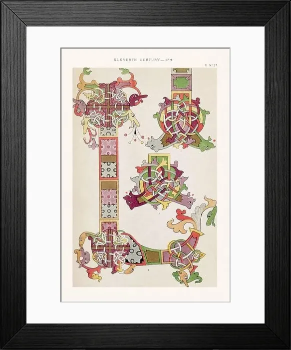 Framed Print : Medieval borders and ornaments in the style of illuminated art Framed Print : Medieval borders and ornaments in the style of illuminated art