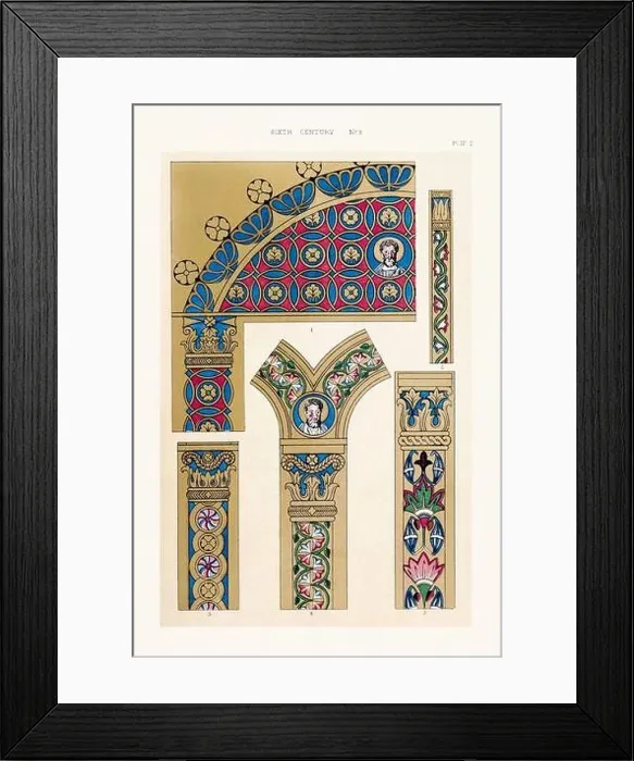 Framed Print : Medieval borders and ornaments in the style of illuminated art Framed Print : Medieval borders and ornaments in the style of illuminated art
