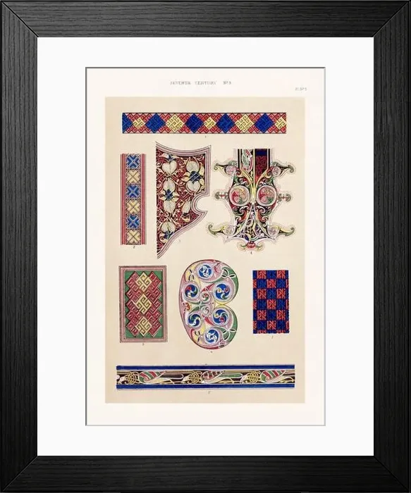 Framed Print : Medieval borders and ornaments in the style of illuminated art Framed Print : Medieval borders and ornaments in the style of illuminated art
