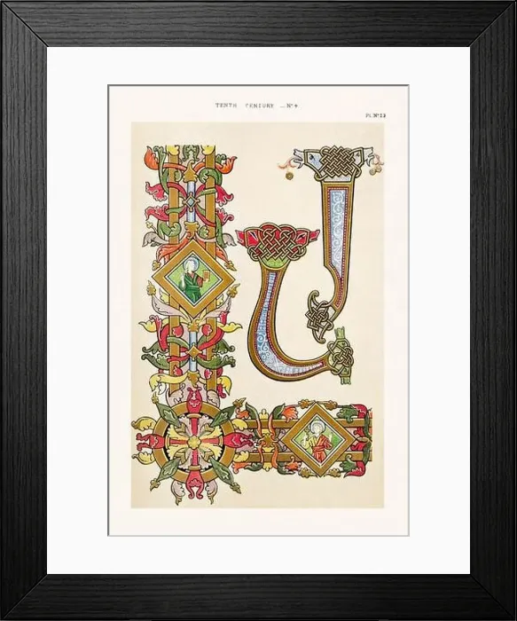 Framed Print : Medieval borders and ornaments in the style of illuminated art Framed Print : Medieval borders and ornaments in the style of illuminated art