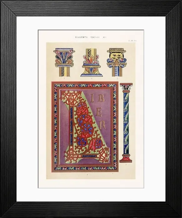 Framed Print : Medieval borders and ornaments in the style of illuminated art Framed Print : Medieval borders and ornaments in the style of illuminated art