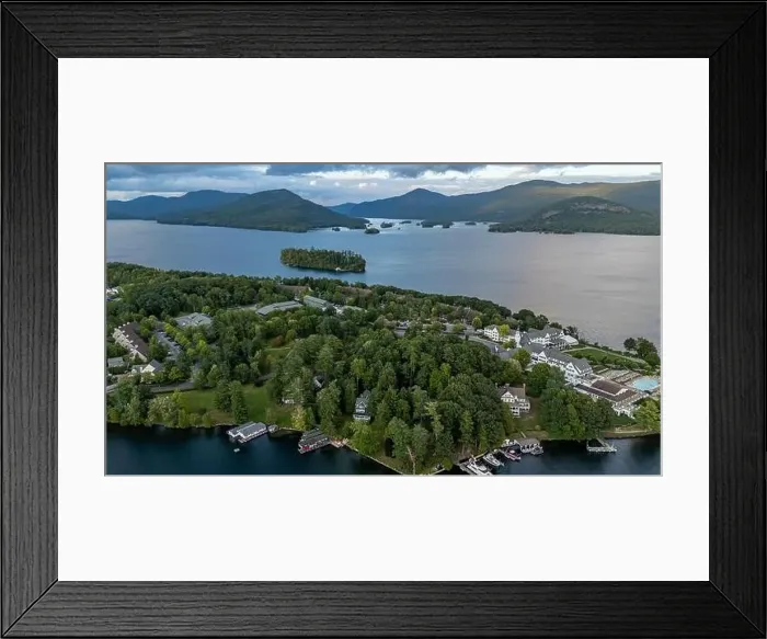Framed Print : August 20 2024, Sunny afternoon summer aerial image of the area surrounding Bolton Landing, NY, USA and Lake George Framed Print : August 20 2024, Sunny afternoon summer aerial image of the area surrounding Bolton Landing, NY, USA and Lake George